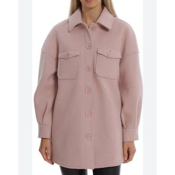 Avec Les Filles Jackets & Blazers - Avec Les Filles Oversized Woven Shacket in Blush Medium